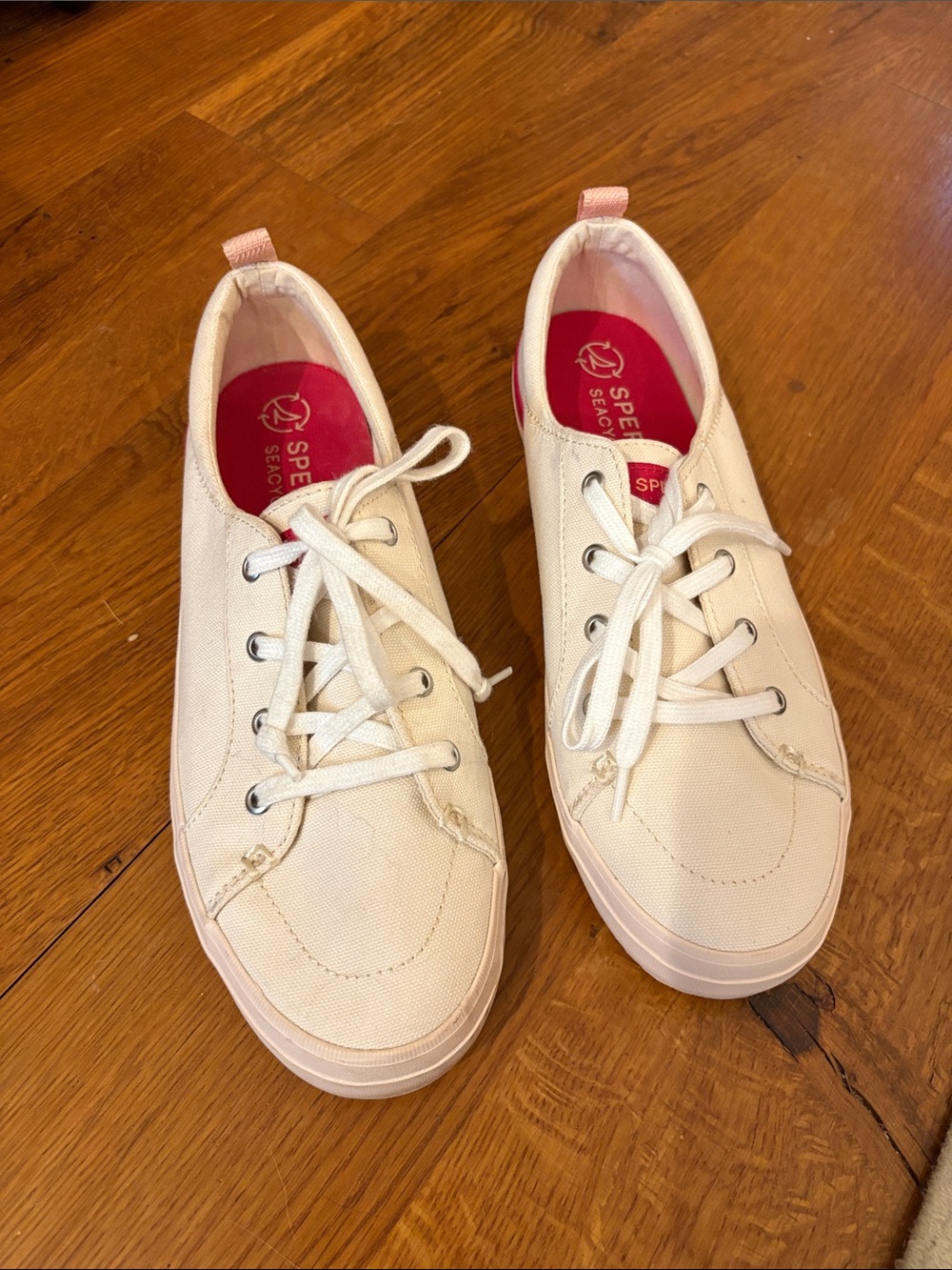 Sperry Crest Vibe Seasonal Canvas Seacycled Sneakers with Pink Insole Size 8.5 - Picture 2 of 6